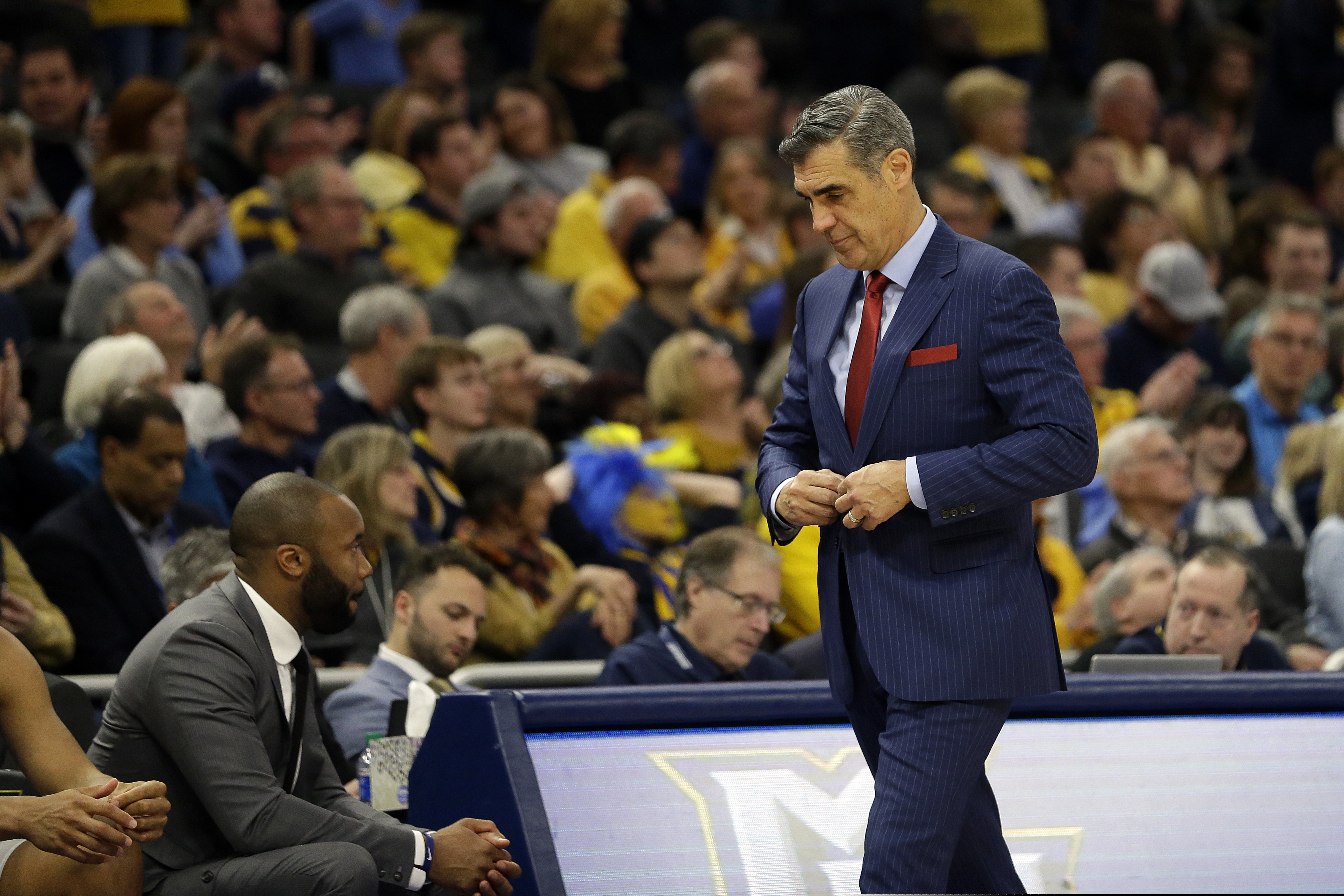 Villanova head coach Jay Wright in the second half of his team's loss Saturday at Marquette.