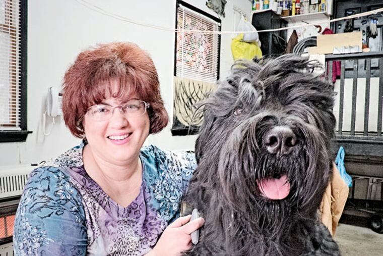 Jennifer Modica with Sid, one of her black Russian terriers. She will show her dogs at the Wildwood competition, which starts Wednesday.