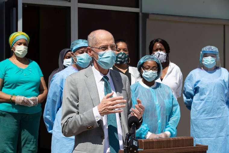 The City of Philadelphia announced that the Family Health Care Center #5 at 20th and Berks Sts. will begin to do COVID-19 testing. Philadelphia Health Commissioner Dr. Thomas Farley made the announcement at a press conference on May 26, 2020. The facilities staff are shown in the background.