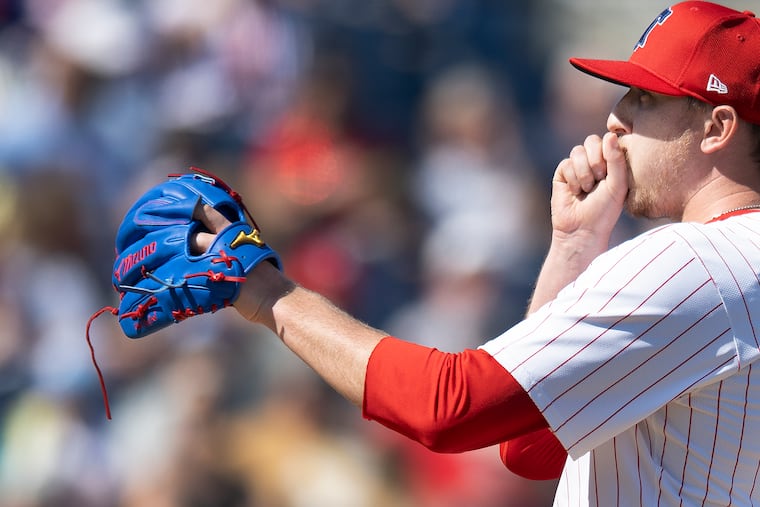 Phillies pitcher Jeff Hoffman takes the mound in the third inning against the New York Yankees.