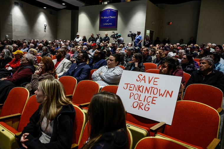 Residents pack the high school auditorium during a public meeting for community members to voice their thoughts on whether the Jenkintown Borough should disband its police department.