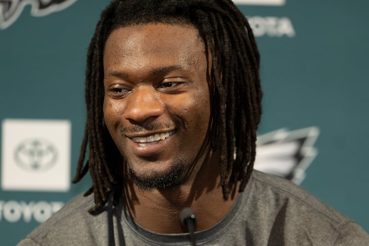 Eagles rookie linebacker Smael Mondon speaks during a news conference at the NovaCare Complex on Friday.