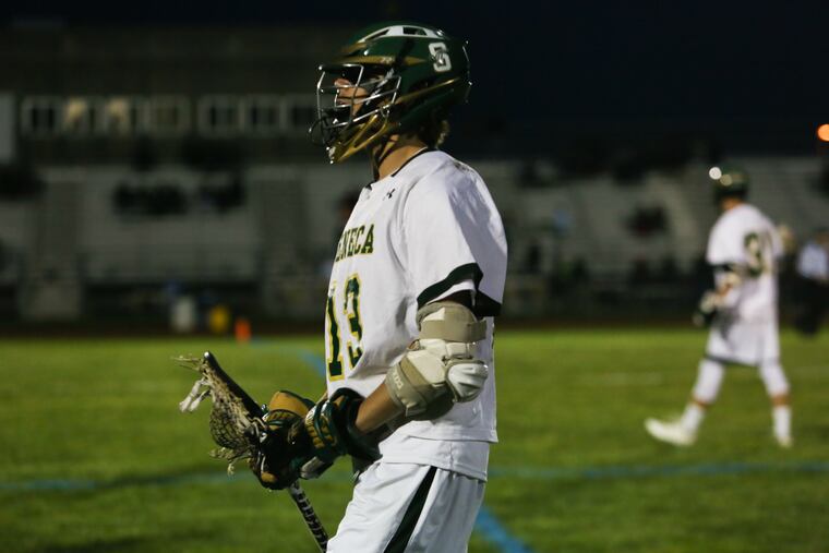 Tyver Butler of Seneca, shouting after another goal scored for his team.