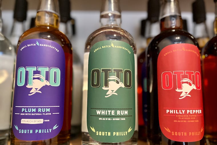 Three varieties of rum at Otto Distilling.
