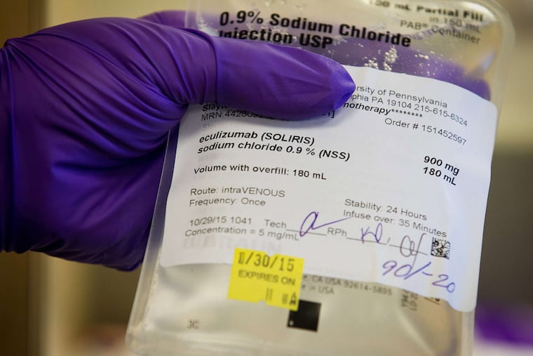 Eculizumab, also known as Soliris, has been called the world's "single most expensive drug." For a handful of people with Degos disease, it is the difference between life and death. <b>RELATED STORIES:</b> <a href="http://mobile.philly.com/beta?wss=/philly/health&id=370003551">Saving Theresa: The race to stop an elusive killer</a> . . . <a href="http://mobile.philly.com/beta?wss=/philly/health&id=370132701">Patients talk about the frustration and loneliness of rare diseases</a> . . . <a href="http://mobile.philly.com/beta?wss=/philly/health&id=370152551">Q&A: What makes 'rare diseases' rare, and their treatment costly?</a>