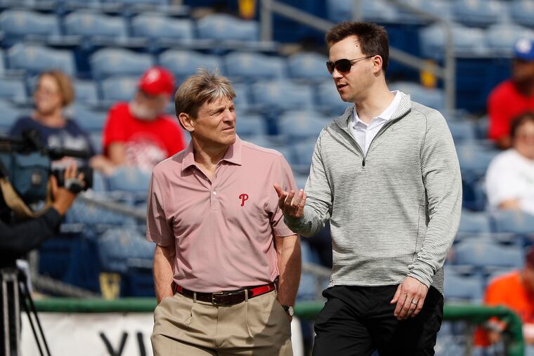 Phillies general manager Matt Klentak, right, and owner John S. Middleton decided not to trade a haul of prospects to right the ship.