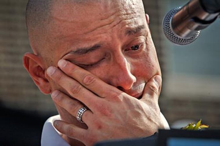 Shane Victorino gets emotional talking about the Boys & Girls Club in Nicetown. (Alejandro A. Alvarez/Staff Photographer)