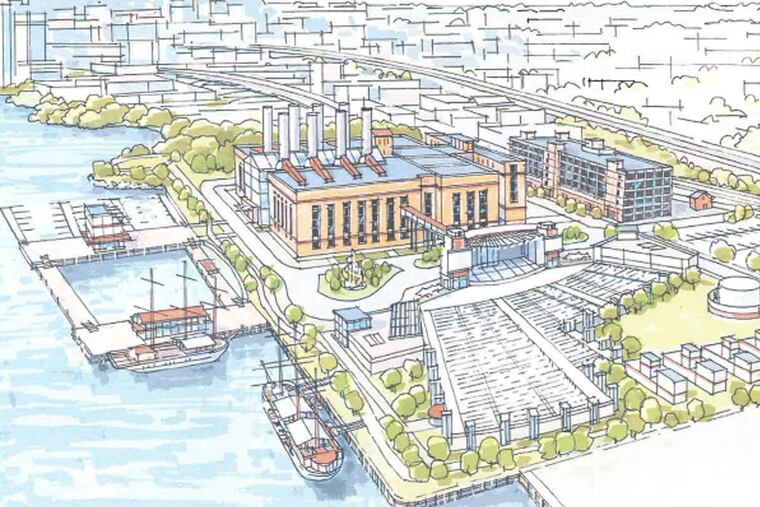This pencil sketch was submitted by Live Nation to the FIshtown Neighborhood Association at its June 5 meeting to discuss a new concert venue at the PECO generating station.