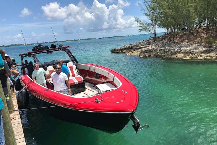 The Foxy Express, a luxury powerboat, arrives in North Eleuthera in the Bahamas ferrying 17 passengers, including a baby from Abaco. It is among 14 boats that have been voluntarily taking victims of Hurricane Dorian to safe haven.