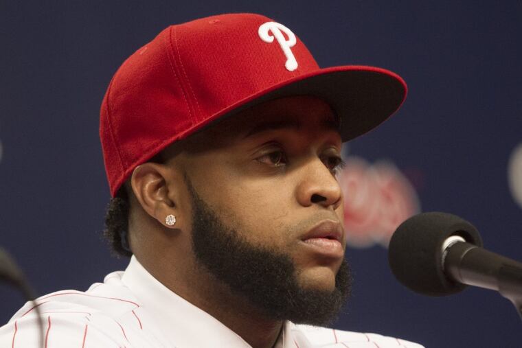 New Philadelphia Phillies first baseman Carlos Santana had his introduction to the city on Wednesday.