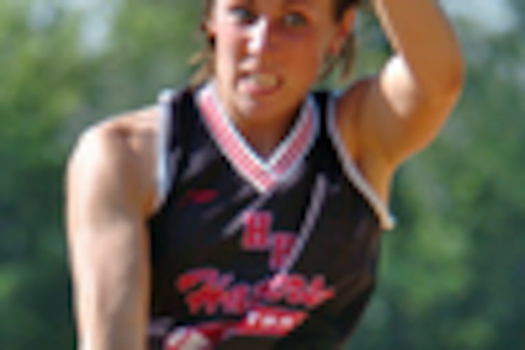 "I know I don't have overpowering speed," says Amanda Sadowl, shown in action yesterday. "I'm not a speed pitcher. I rely on movement."