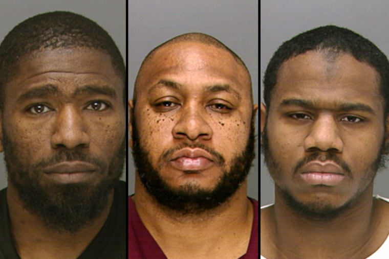 Three of the four men charged with attempted murder and witness intimidation in the 2010 shooting: from left, Aki Jones, Troy Cooper and Shaheed Williams. (Source: Philadelphia Police Department)