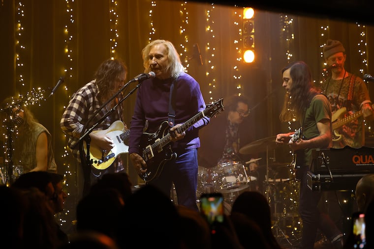 Special guest Joe Walsh performs with The War on Drugs during the “A Drugcember To Remember" show at Johnny Brenda's in Fishtown on Friday, December 19, 2025. “A Drugcember To Remember,” a series of holiday shows directly benefit the Fund for the School District of Philadelphia.