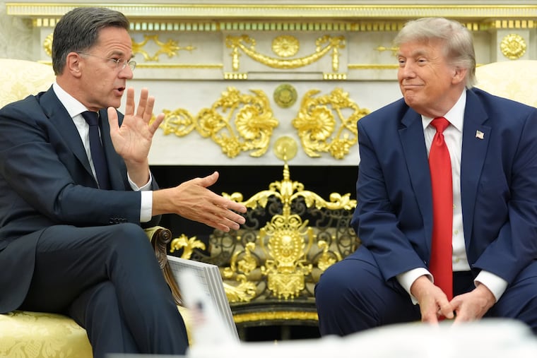 President Donald Trump meets with NATO Secretary General Mark Rutte in the Oval Office at the White House, Wednesday, June 24, 2026, in Washington.