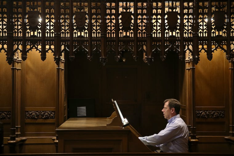 Church organist Vernon Williams demonstrates the sound of the organ at Trinity Episcopal Church in Moorestown. The church is among the local venues for recitals, concerts and other events during the Mid-Atlantic Regional Convention of the American Guild of Organists. The four-day gathering begins June 30 and will be the first-ever hosted by South Jersey organists and enthusiasts.