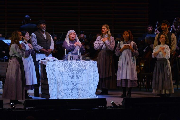 Chuck Cooper as Tevye and Loretta Ables Sayre as Golde in Fiddler on the Roof, performed by the Philadelphia Orchestra March 3, 2022 in Verizon Hall.