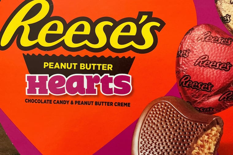 A package of Reese’s Hearts describes the product as "chocolate candy & peanut butter creme."