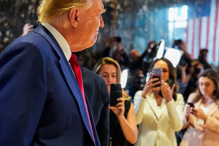 Former President Donald Trump arrives to speak at a news conference at Trump Tower on Friday, May 31, 2024, in New York.