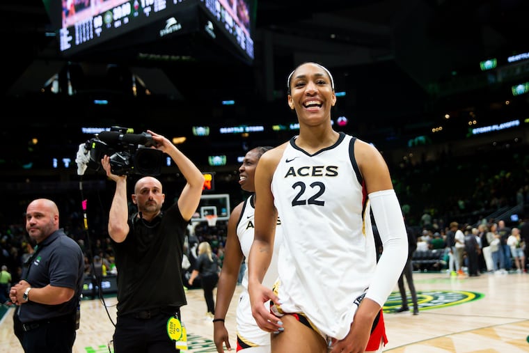 Las Vegas Aces forward A'ja Wilson (22) won this year's WNBA Most Valuable Player award.