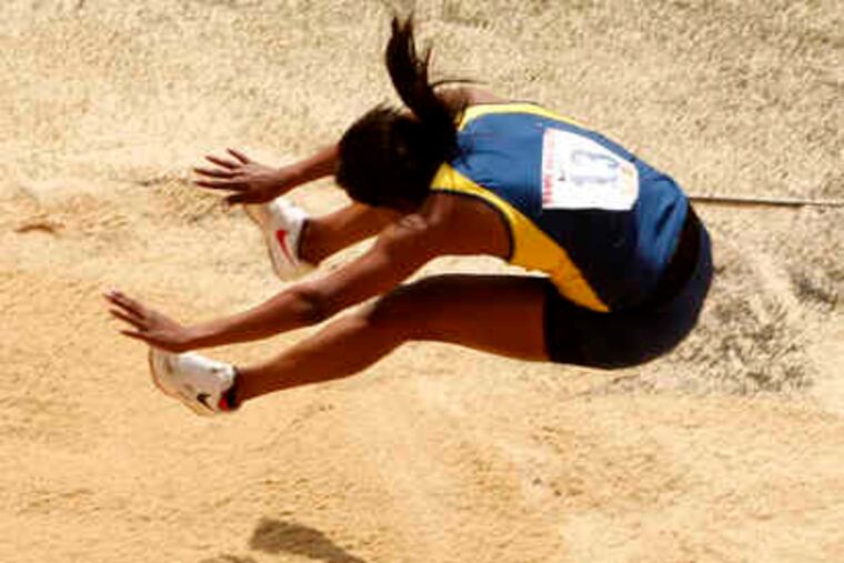 Cheltenham's Brittney Howell , shown here competing in the Penn Relays, is one of a strong group of District 1 athletes in the field events at the PIAA state championships.