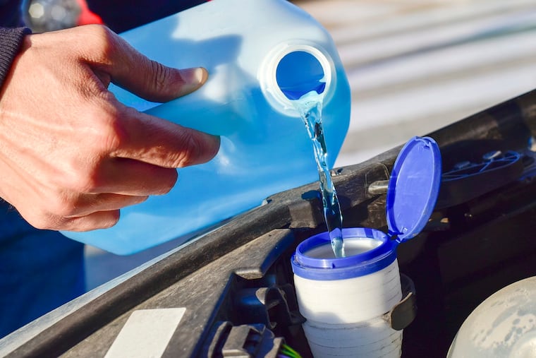 A teaspoon or less of Dawn to a gallon of store-bought windshield washing fluid is fine. Add too much, though, and it could cause streaking.