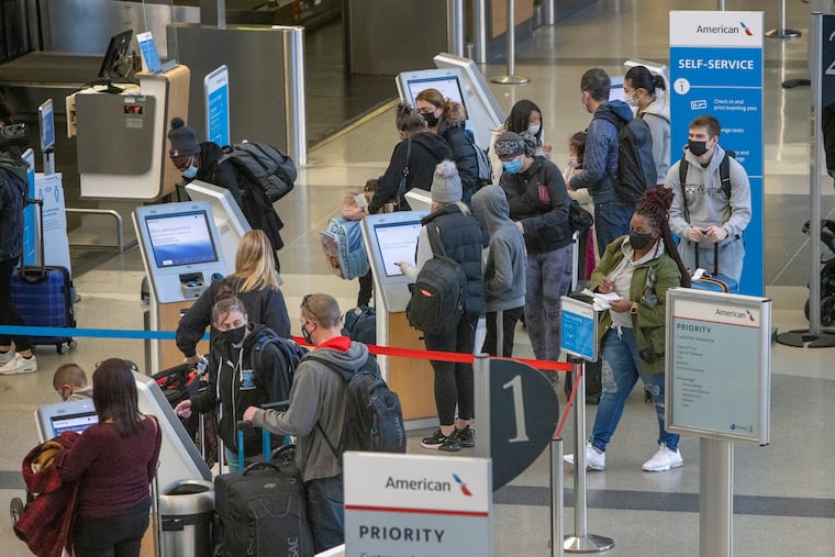 Holiday travelers in Terminal B of the Philadelphia International Airport on the day before Thanksgiving.