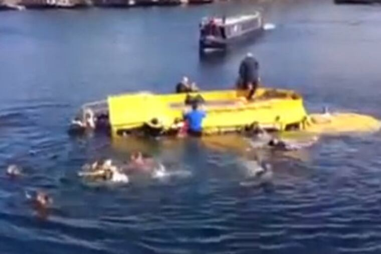 The Wacker Quacker 1, a 'Yellow Duckmarine,' sank Saturday, June 15, 2013 in Liverpool. Thirty-one passengers and two crew members were aboard. All survived.
