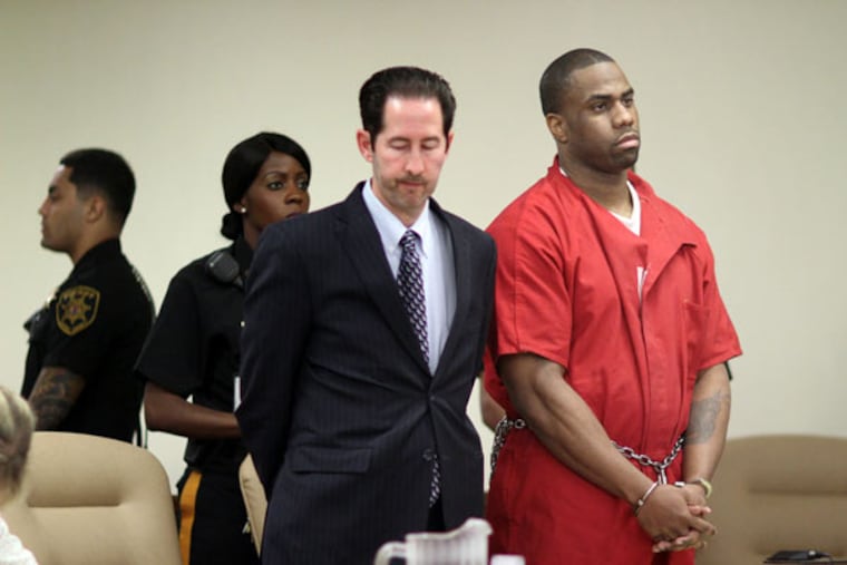 Darrell Crone, with attorney Scott R. Cohen, receives 70 years in prison in the fatal shooting of Timothy Loper Jr. (DAVID SWANSON/Staff Photographer)