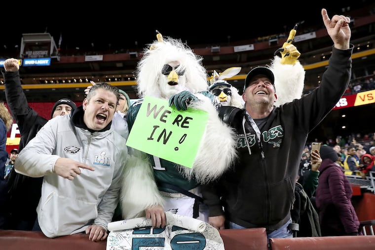 Eagles fans celebrate after the Week 17 victory over the Redskins.