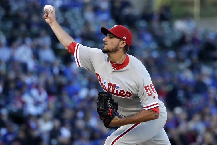 Zach Eflin pitching during the first inning Tuesday night.