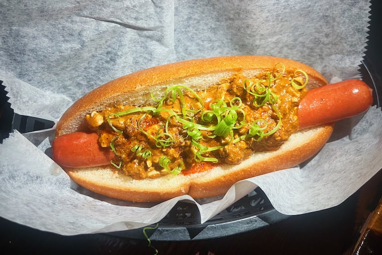 The Mapo Chili Dog from Doom, a heavy metal bar located at 421 N. Seventh Street, is inspired by the popular Szechuan dish.