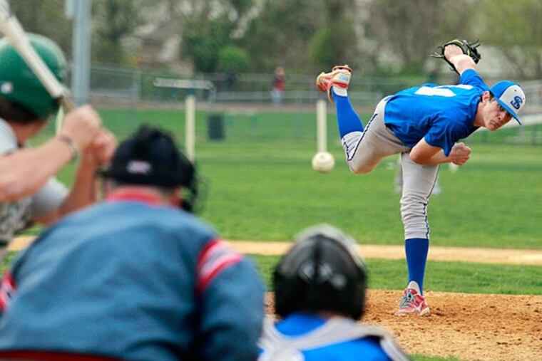 Sterling High School pitcher Donovan Casey pitches during a game. (Akira Suwa/Staff Photographer)