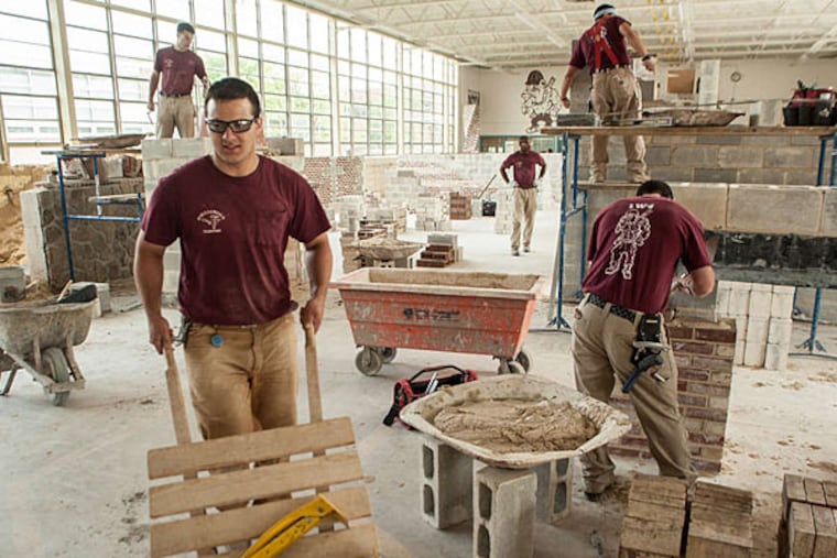 Masonry class at Williamson Free School of Mechanical Trades, soon to be Williamson College of the Trades.