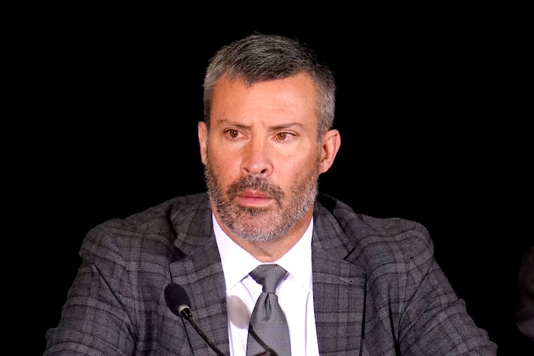 Pennsylvania Rep. Greg Rothman, R-Cumberland County, who formerly headed his family's real estate business, voted against a pair of investments recommended by staff at the June 9 meeting of the PSERS board, including the sale of Florida property, and a new investment in Insight Partners. He is pictured at a legislative hearing in 2020, in Gettysburg, Pa. (AP Photo/Julio Cortez)