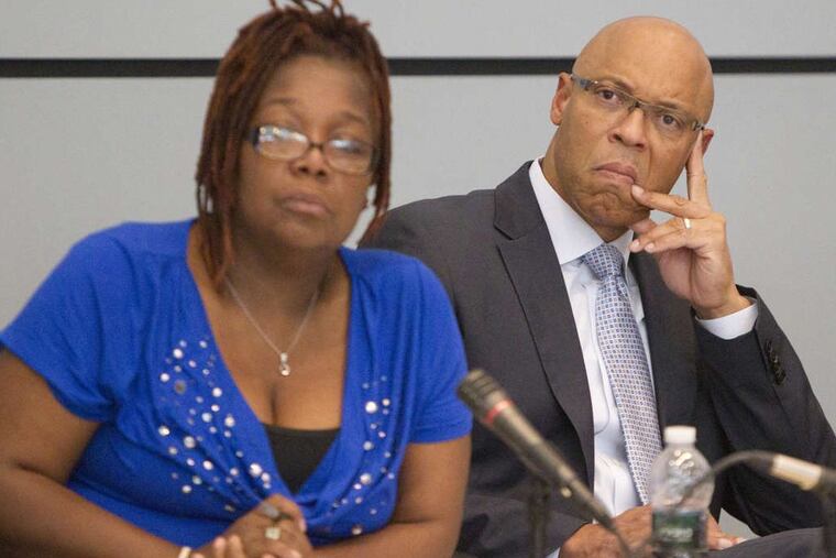 Sylvia P. Simms with Superintendent William R. Hite Jr. before she left the School Reform Commission.