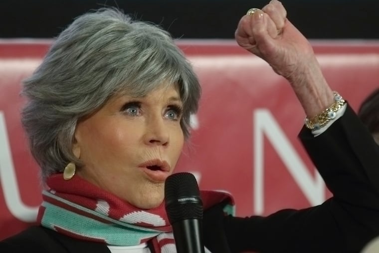 Actor Jane Fonda at a news conference on the Vienna Opera Ball in February. Her climate-focused PAC is getting involved in the Philadelphia mayor's race.