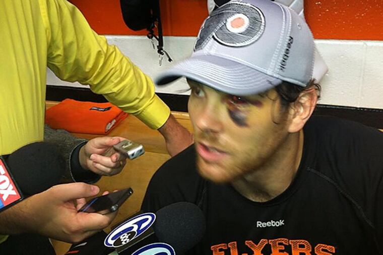 Flyers winger Steve Downie. (Photo via @BroadStBull)