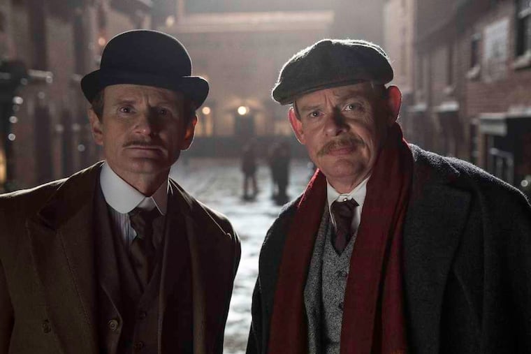 In "Arthur & George" : Charles Edwards (left) is Alfred Wood and Martin Clunes is Arthur Conan Doyle. ( Photo: Neil Genower / Buffalo Pictures )