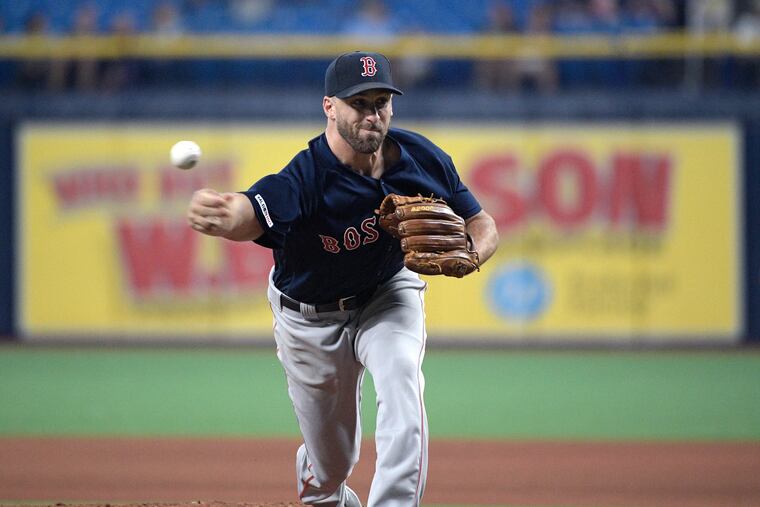 Trevor Kelley pitching for the Red Sox in September.