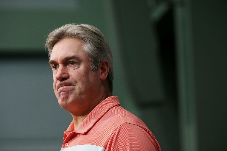 Eagles coach Doug Pederson speaks during a news conference at the NovaCare Complex in South Philadelphia on Wednesday.