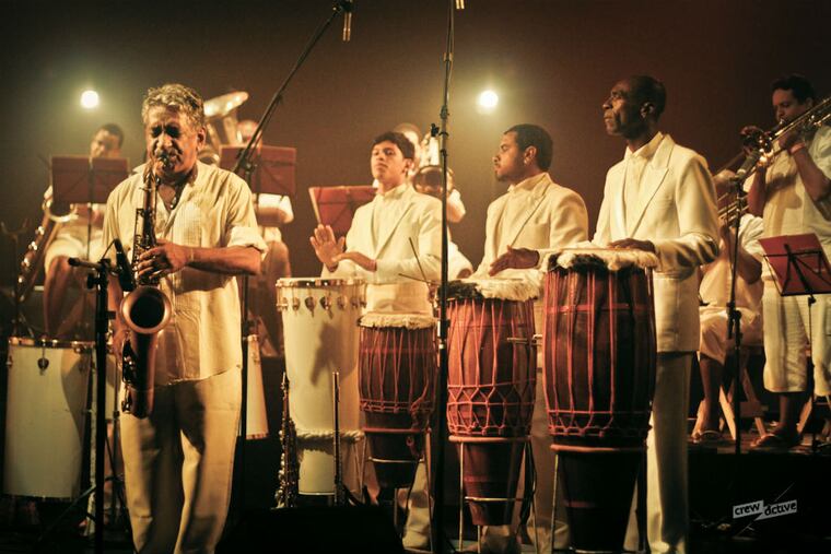 Letieres Leite (second from left) brought his band to the Temple Performing Arts Center on Friday, July 31, 2015. Photo: Fernando Eduardo/Crewactive