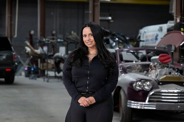 Vanessa “Hollywood“ Rivera at her auto body shop, Hollywood Collision, in Philadelphia.