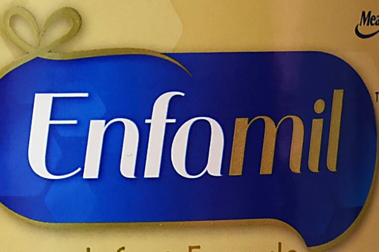 This 2015 photo shows the logo for Enfamil, in Monroe, Mich.