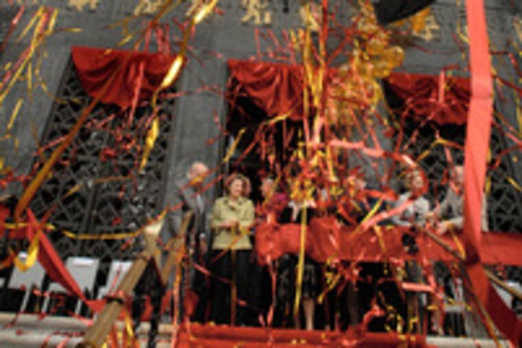Streamers and balloons fill the air at the Perelman Building ribbon-cutting. "It's fantastic," said Raymond G. Perelman, who with his wife, Ruth, gave $15 million toward the project.