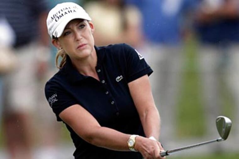 Cristie Kerr watches her shot on the ninth hole during second round at the LPGA ShopRite Classic. (Mel Evans/AP Photo)