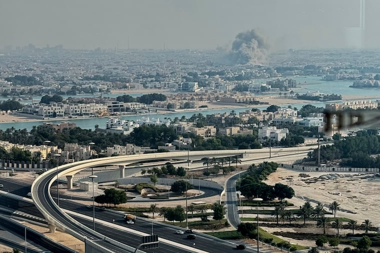 Smoke rises from an explosion, allegedly caused by an Israeli strike, in Doha, Qatar, on Tuesday.