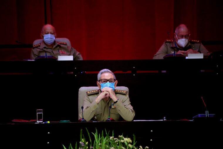 Raul Castro, first secretary of the Communist Party and former president, attends the VIII Congress of the Communist Party of Cuba's opening session, at the Convention Palace in Havana.