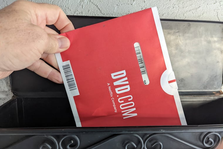 A Netflix DVD envelope is shown in 2022 in San Francisco.