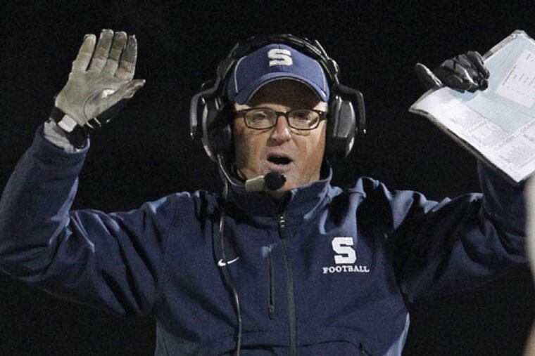 Shawnee coach Tim Gushue watches his team against Timber Creek in the South Jersey Group 4 title game at Rowan. ( RON CORTES / Staff Photographer )