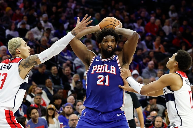 Through nine games, Joel Embiid is second in the NBA in scoring (32.4 points per game) and seventh in rebounds (11.7).